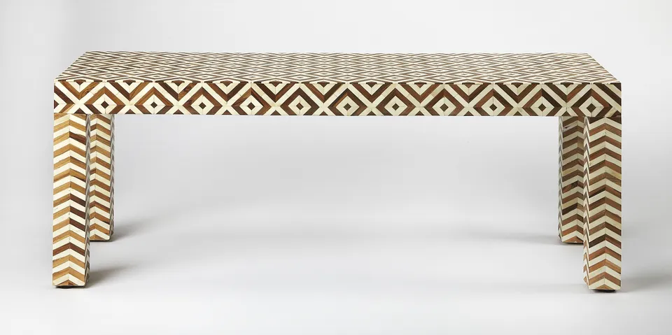 Crispin Wood & Bone Inlay Bench