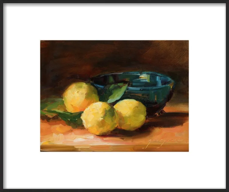 Lemons and Blue Bowl by Georgesse Gomez for Artfully Walls