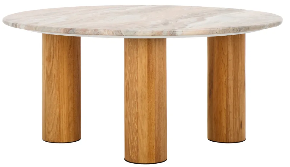 Tylee Round Marble Coffee Table - Brown/Natural
