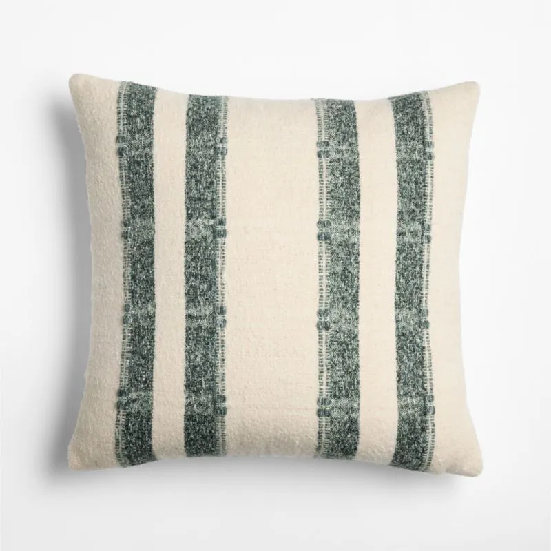 Bowly Wool Blend 20"x20" Spruce Green Throw Pillow with Feather Insert