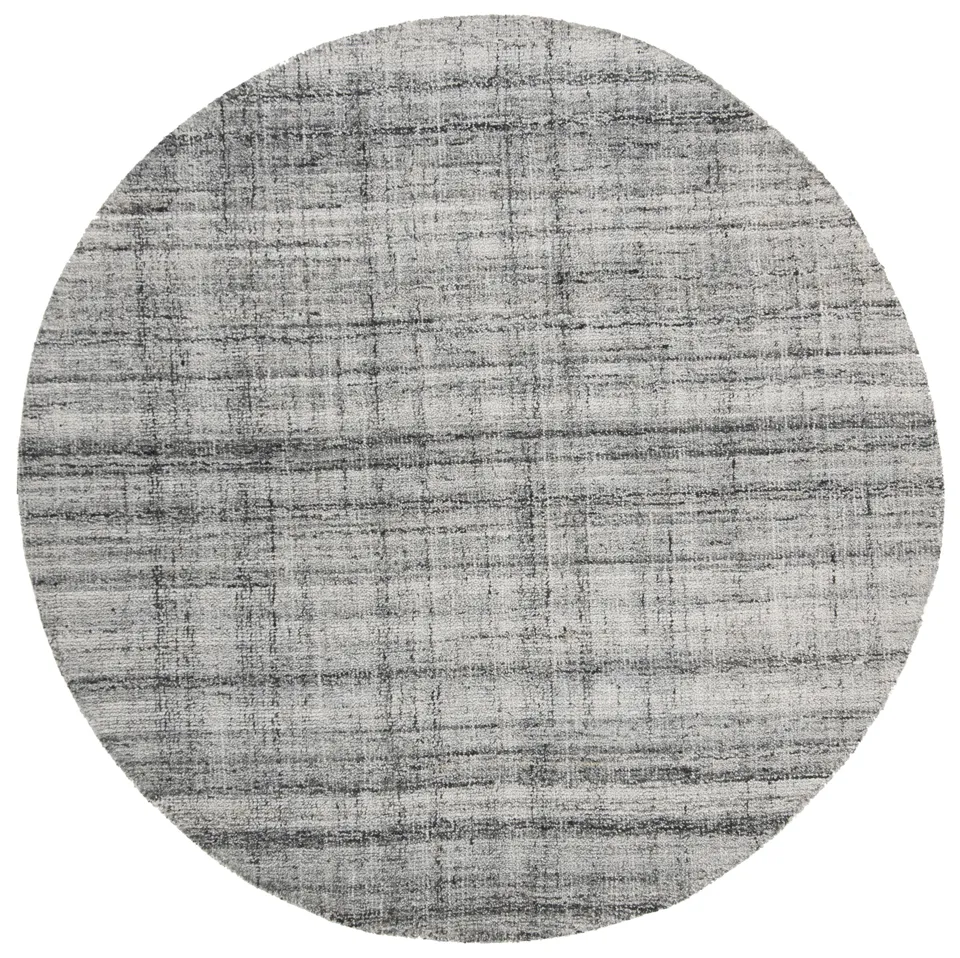 Arlo Home Hand Tufted Area Rug, ABT141B, Grey/Black,  6' X 6' Round