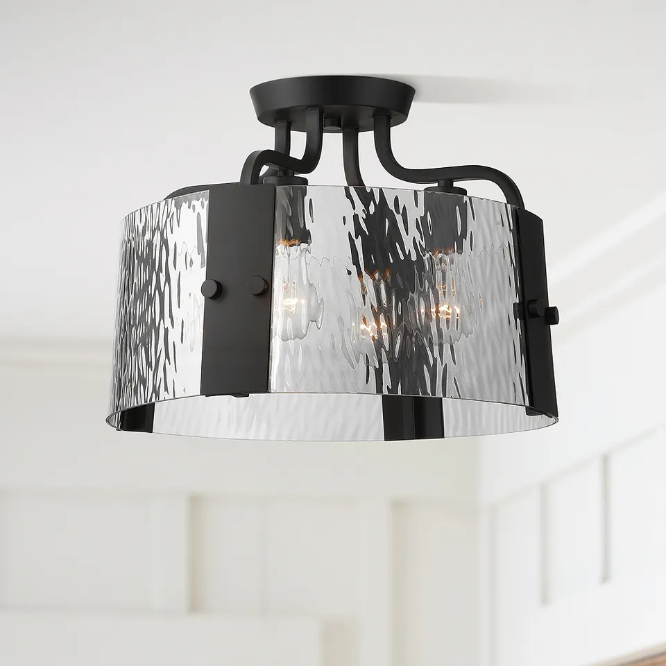 Possini Euro Hanniger 16 1/4"W Black Cast Glass 4-Light Ceiling Light
