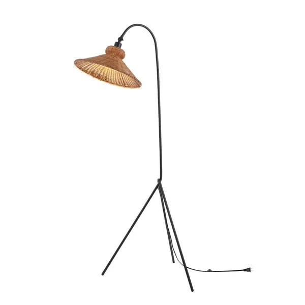 Myah 63.75 Inch Floor Lamp - Black/Natural