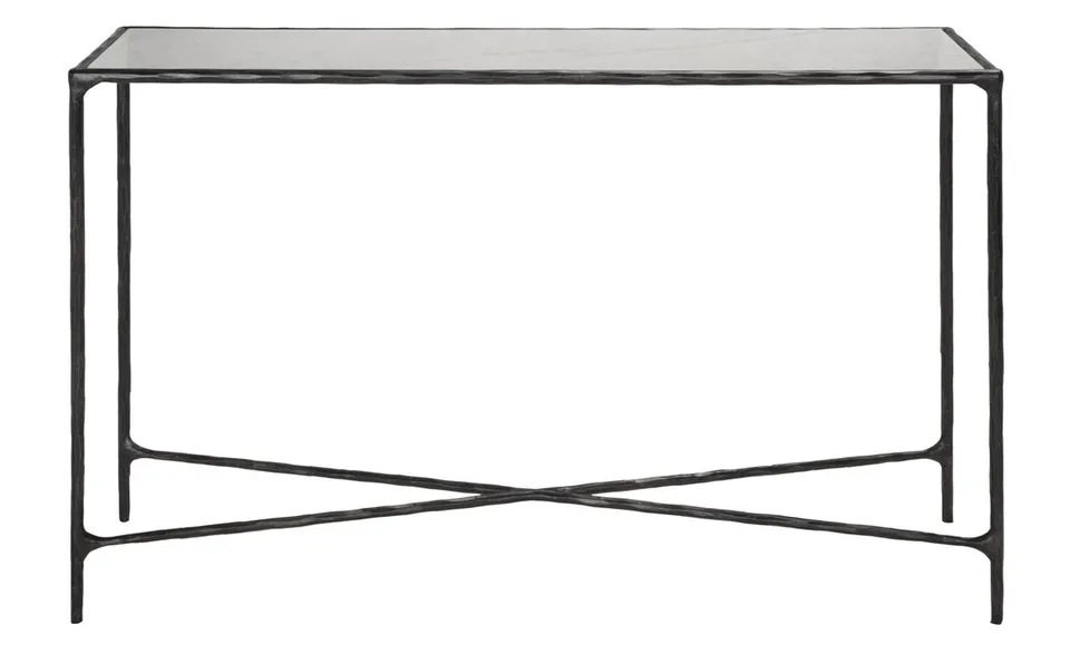Jessa Forged Metal Rectangle Console Table - Black/White