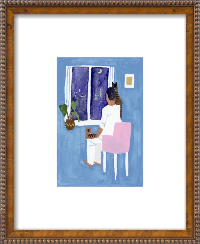 Look at the cat and the moon by Hiroyuki Izutsu for Artfully Walls