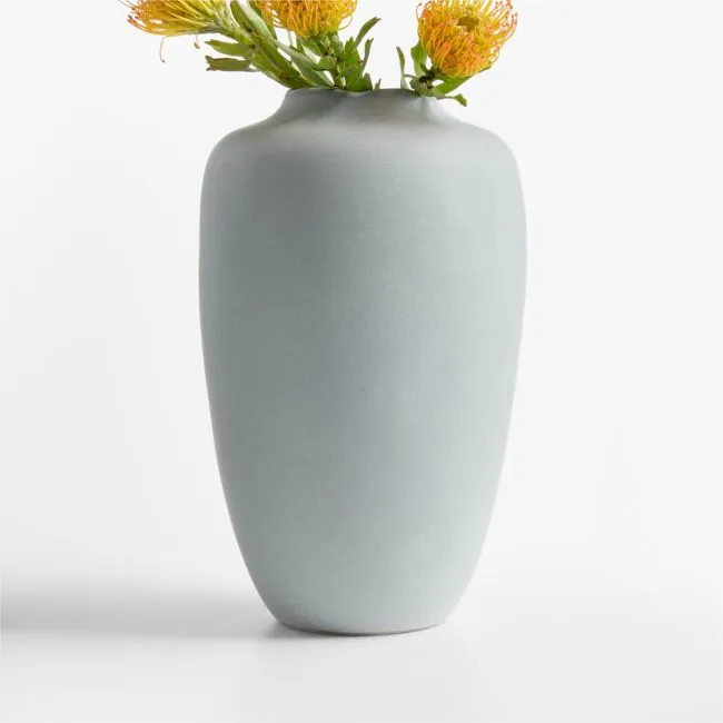 Pompeii Gray Blue Ceramic Vase 13"