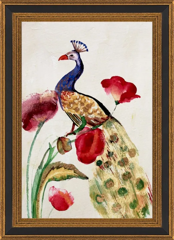 blue gold peacock by Ruti Shaashua for Artfully Walls