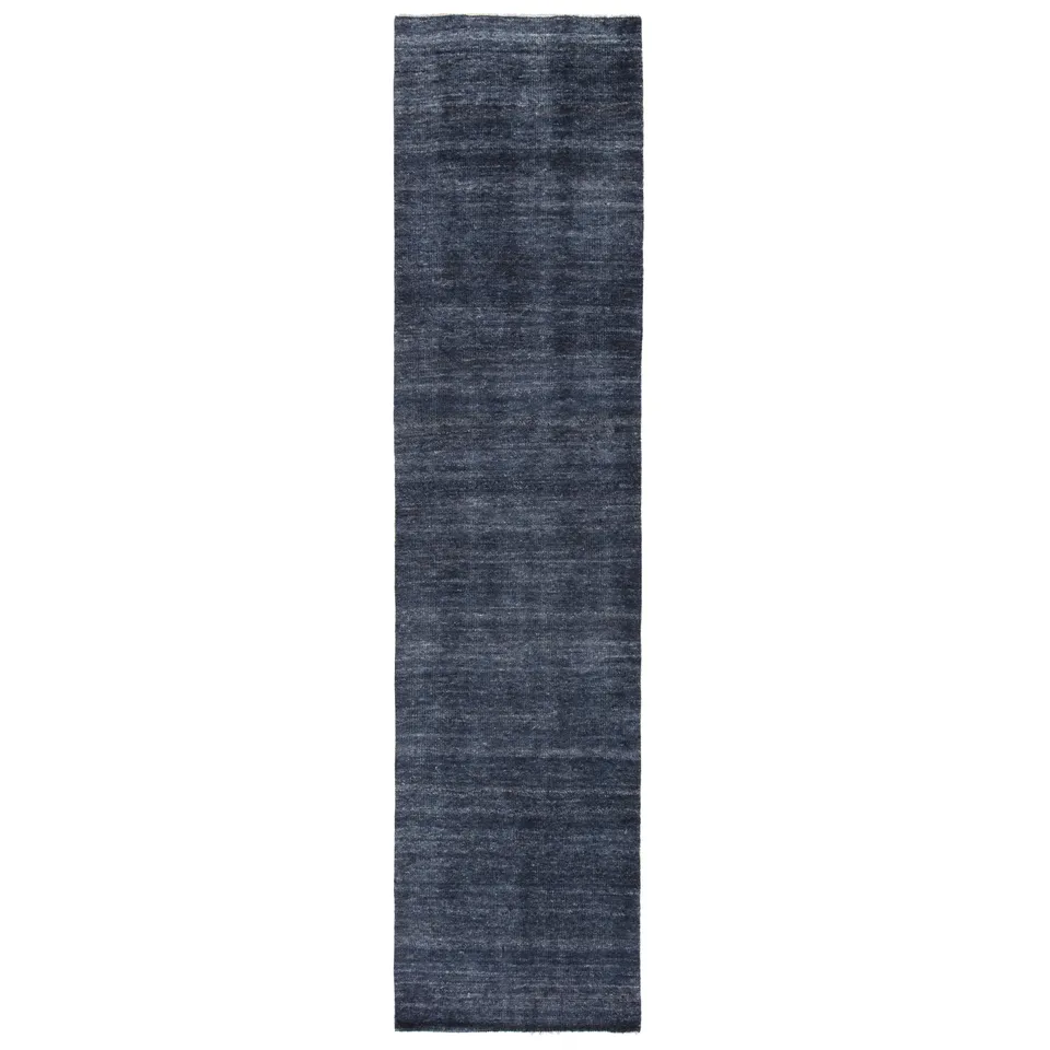 Origin Hand-Knotted Solid Dark Blue Runner Rug (3'X10')