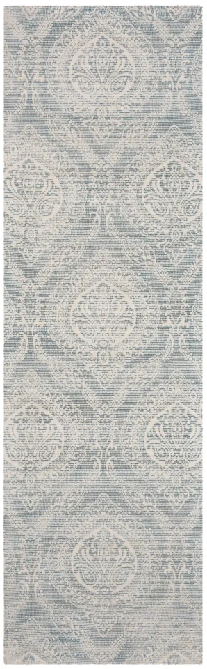 Arlo Home Hand Loomed Area Rug, MRB405K, Turquoise/Ivory,  2' 3" X 8'