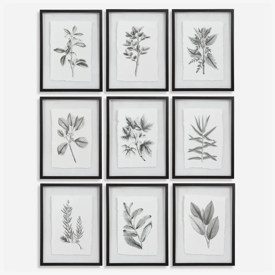 Farmhouse Florals Framed Prints Set/9