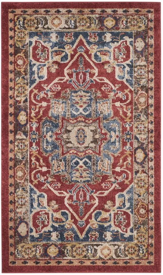 Arlo Home Woven Area Rug, BIJ605R, Red/Royal,  3' X 5'
