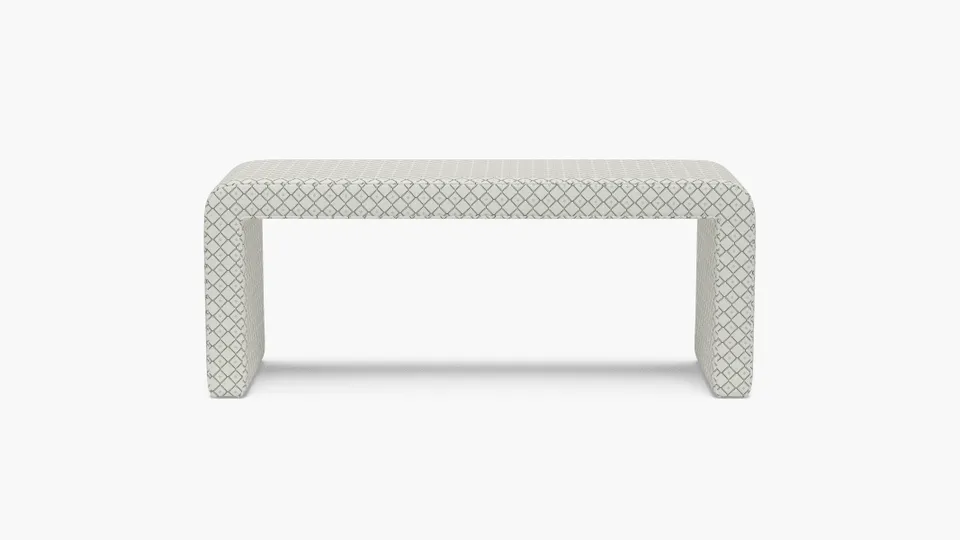 Waterfall Bench, Jade Petite Lattice