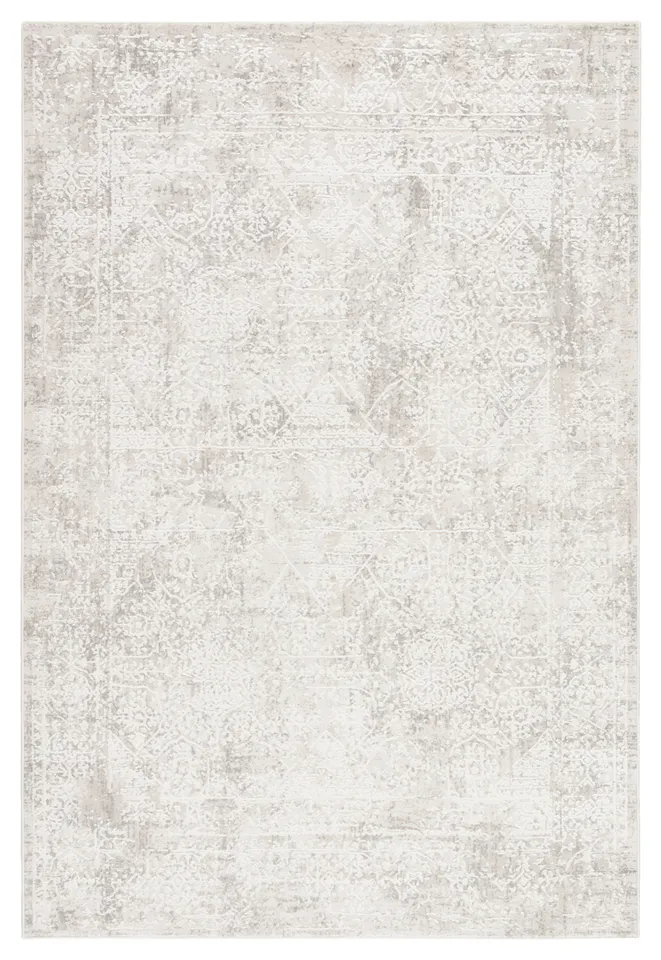 Lianna Abstract Silver/ White Area Rug (3'11"X5'11")