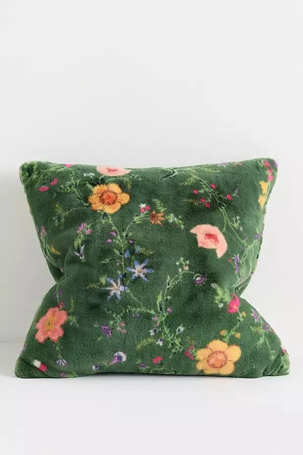 Printed Faux-Fur Pattern Throw Pillow