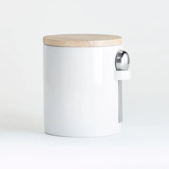Aspen Medium White Ceramic Canister with Scoop
