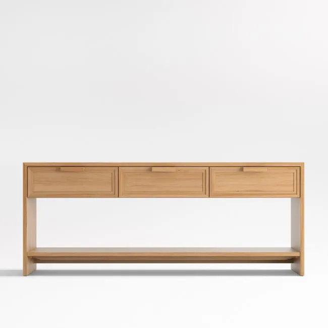 Calypso Rectangular Natural Wood 72" Storage Console Table