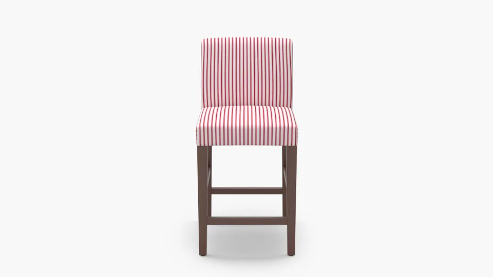 Signature Dining Counter Stool, Red Classic Ticking Stripe, Natural Square Tapered Leg