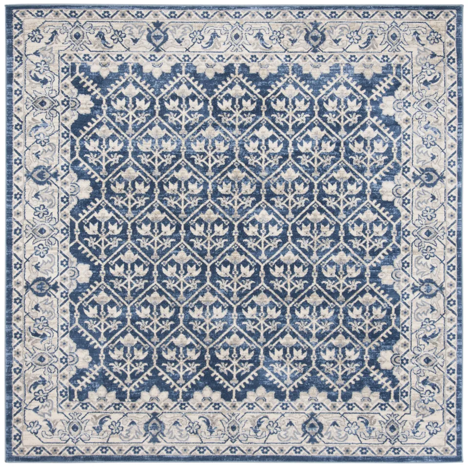 Arlo Home Woven Area Rug, BNT869M, Navy/Light Grey,  6' 7" X 6' 7" Square