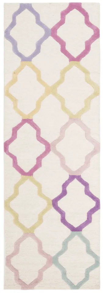 Arlo Home Hand Tufted Area Rug, SFK102A, Ivory/Multi,  2' 6" X 8'