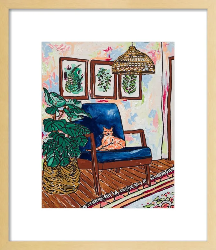 Ginger Cat in Mid Century Chair by Lara Lee Meintjes for Artfully Walls