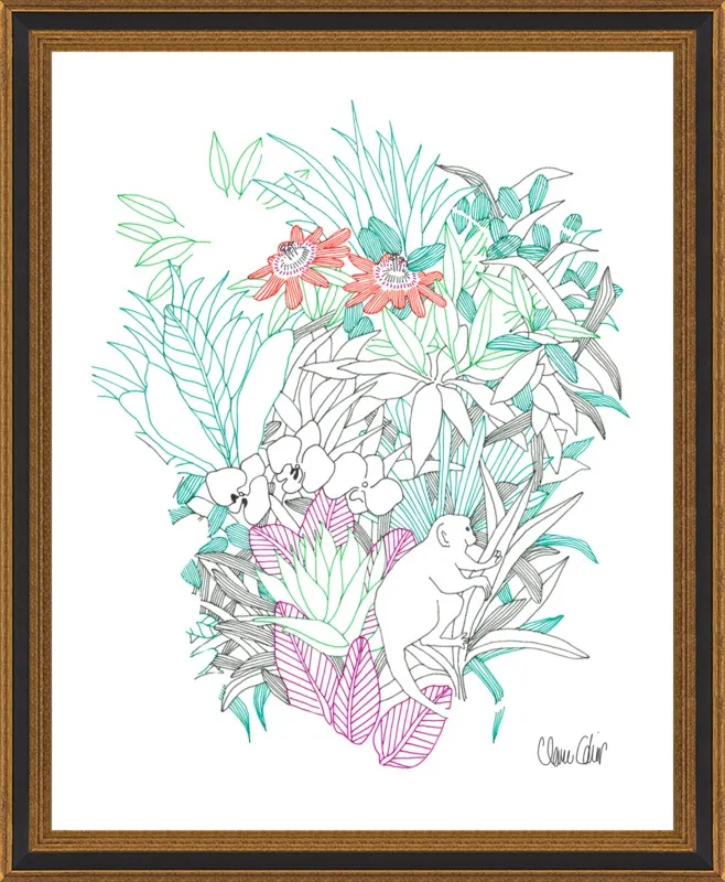 Passionflowers, orchids and the squirrel monkey  by Claire Colin for Artfully Walls