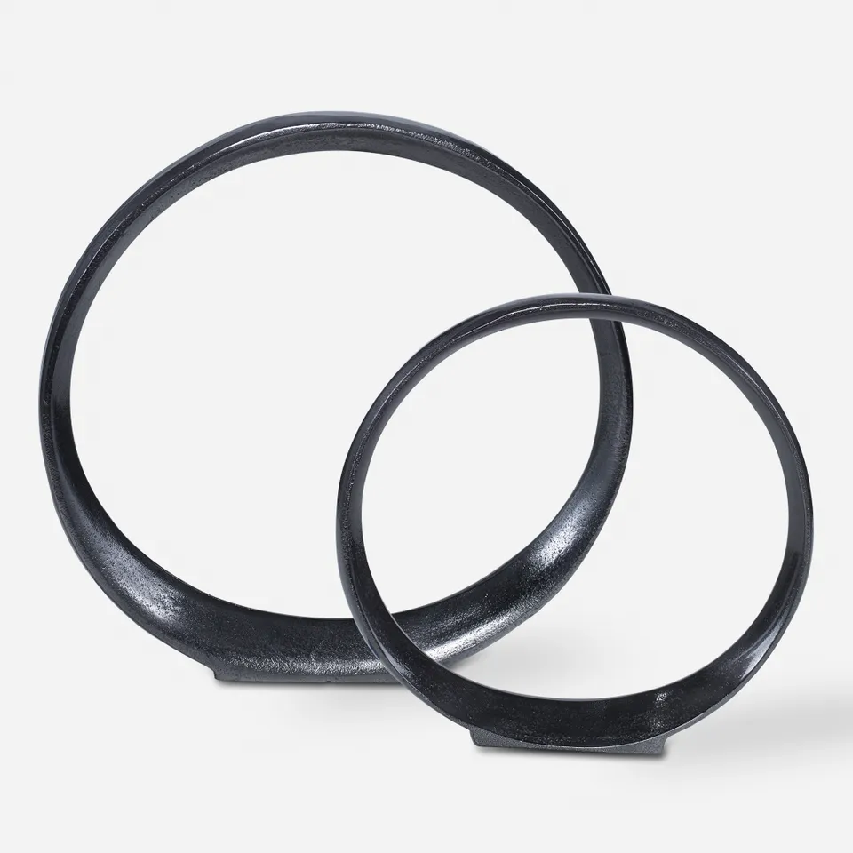 Orbits Black Ring Sculptures Set/2