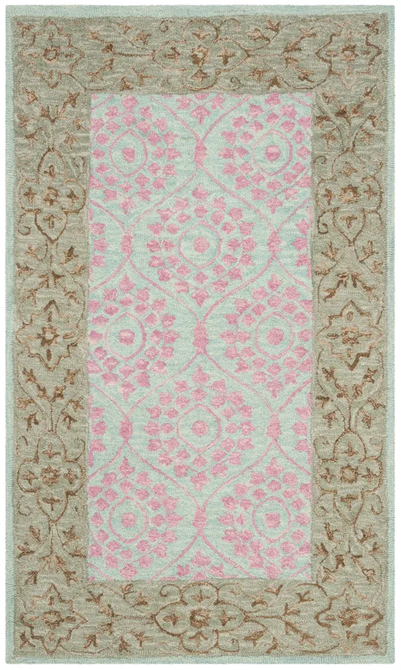 Arlo Home Hand Hooked Area Rug, SZN103A, Taupe/Pink,  3' X 5'