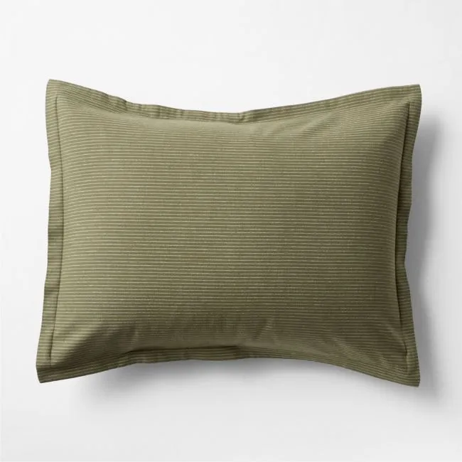 Cozysoft Organic Cotton Flannel Burnt Green Stripe King Bed Pillow Sham