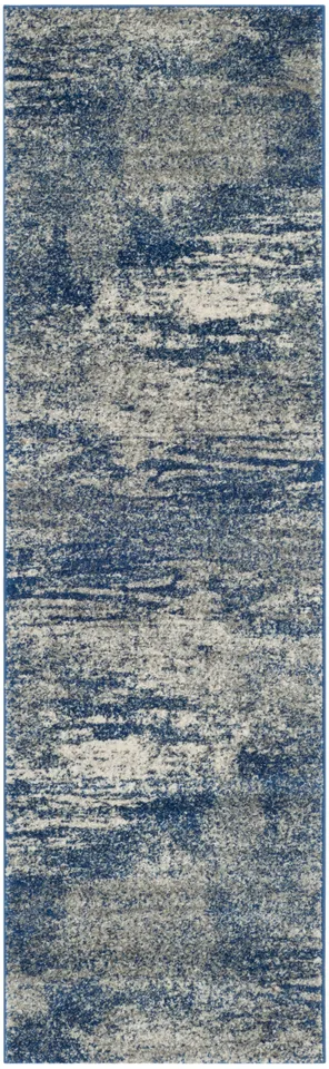 Arlo Home Woven Area Rug, EVK272A, Navy/Ivory,  2' 2" X 7'