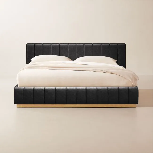 Forte Leather King Bed with Natural Base Bello Black