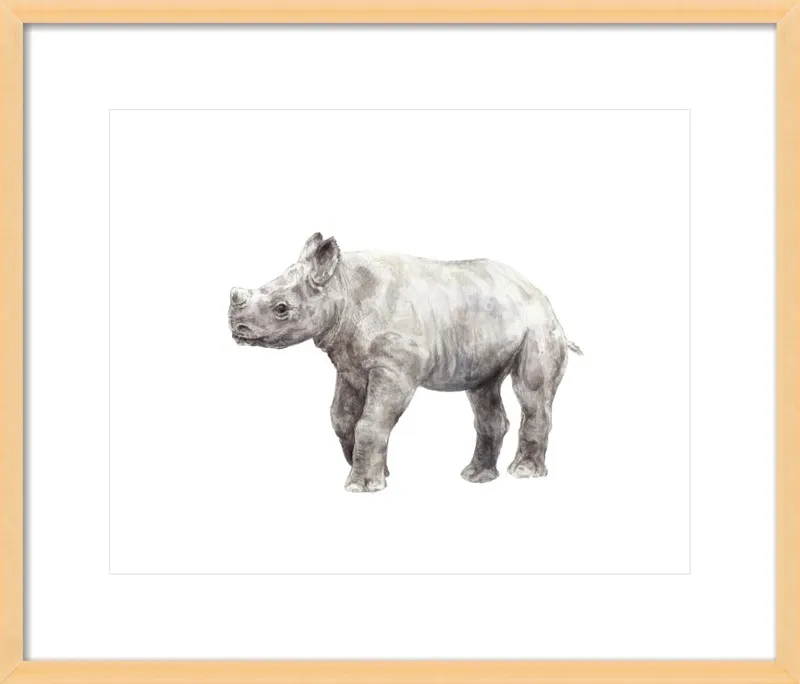 Baby Rhino Watercolor by Lauren Rogoff for Artfully Walls