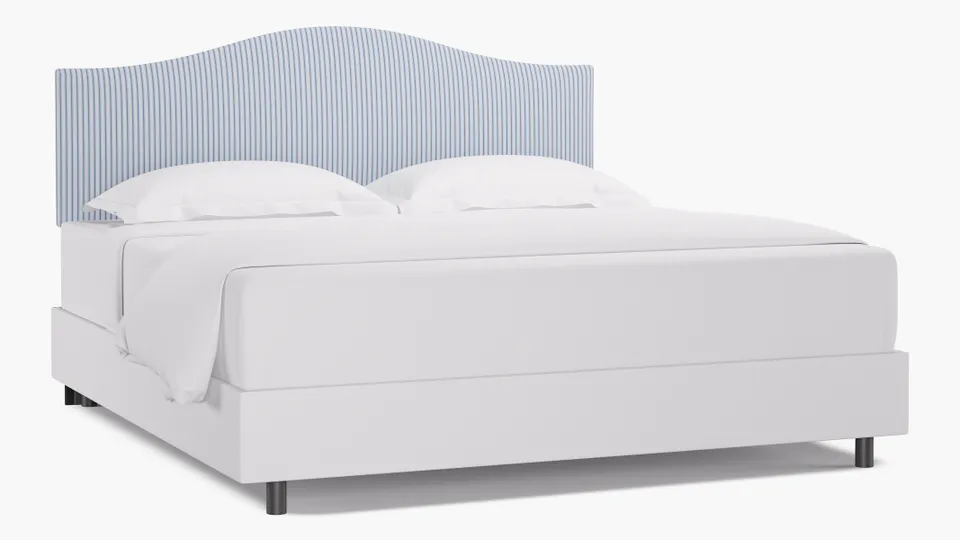 Camelback Headboard, Cornflower Classic Ticking Stripe, King