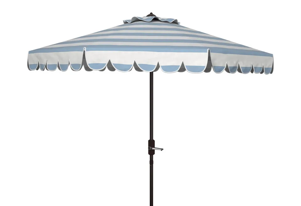 Ramona 9 Foot Crank Umbrella - Baby Blue/White