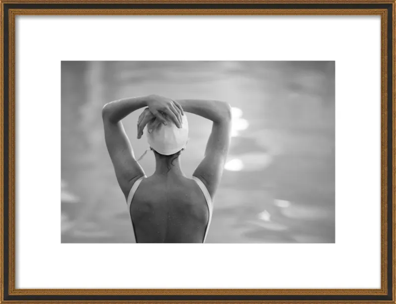 Woman Swimmer in a White Cap by Lucy Snowe for Artfully Walls