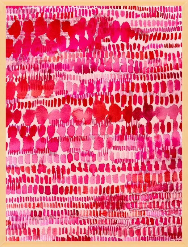 Pink and Red Watercolor Patterns Wall Art  by Paula Mills for Artfully Walls