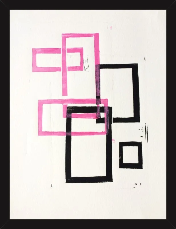 Pink and Black Geometric Squares x2 by Stacy Rajab for Artfully Walls