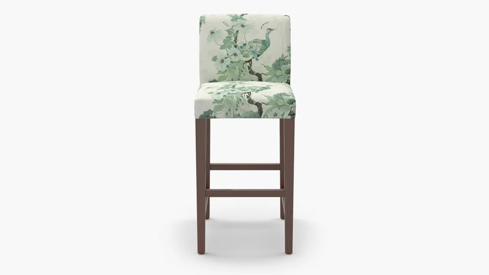 Signature Dining Bar Stool, Jade Peacock Park, Walnut Square Tapered Leg