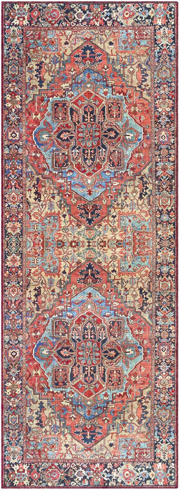 Iris Red Indoor 2'7" x 18' Machine Woven Rug