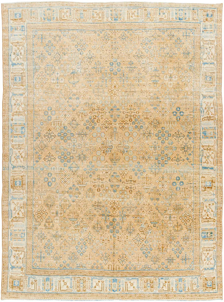 Antique One of a Kind Beige Indoor 7'1" x 10'8" Handmade Rug