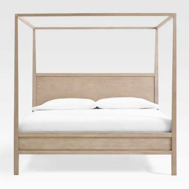 Keane Weathered Natural Solid Wood King Canopy Bed