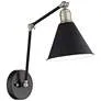360 Lighting Wray Black and Antique Brass Adjustable Hardwire Wall Lamp