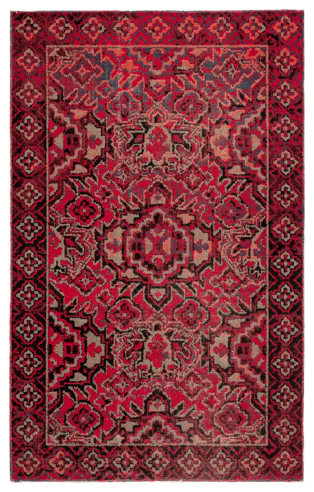 Chaya Indoor/ Outdoor Medallion Red/ Black Area Rug (5'3"X7'6")