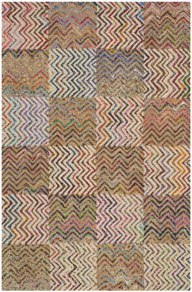 Arlo Home Hand Tufted Area Rug, NAN602A, Beige/Brown,  6' X 9'