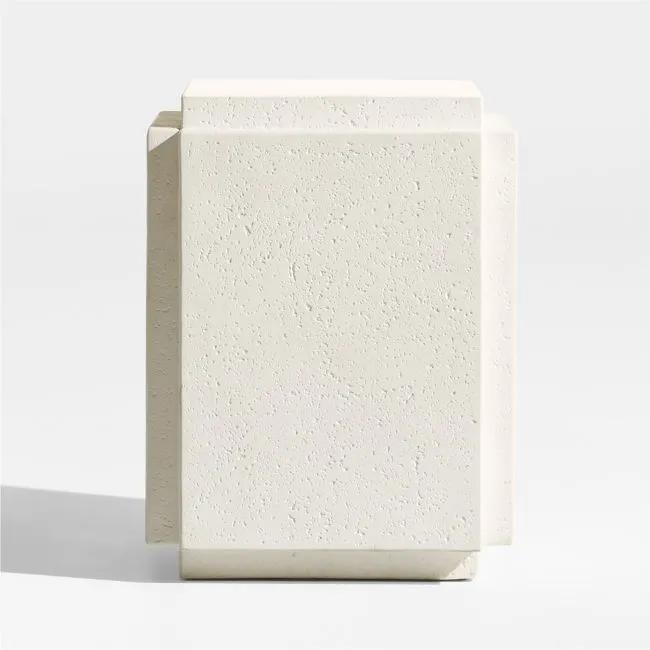 Puebla Off-White Concrete 16" Square Indoor/Outdoor Side Table