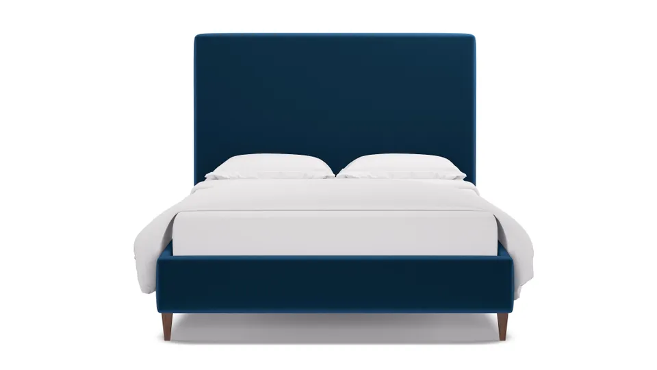 Classic Bed, Royal Performance Velvet, Walnut Square Tapered Leg, Full