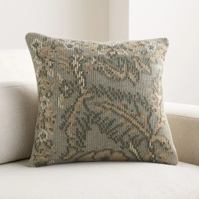 Hillsfield Organic Cotton 20"x20" Shadow Sage Throw Pillow Cover with Feather Insert