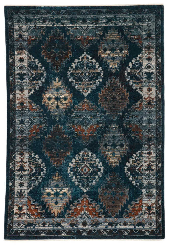Vibe by Lia Medallion Blue/ Rust Area Rug (5'X7'6")