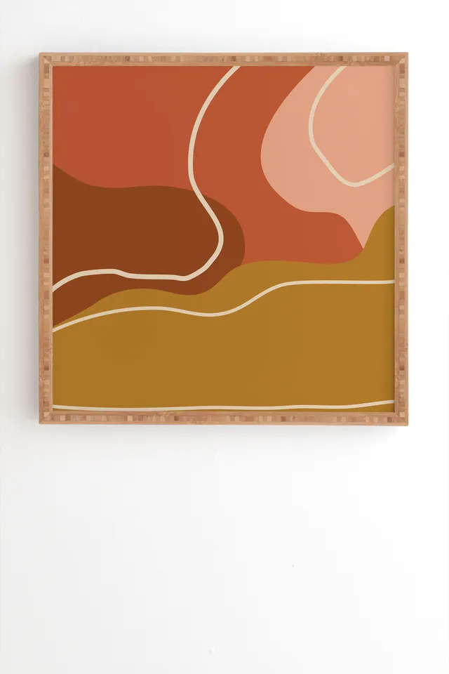 Abstract Organic Shapes In Zen by June Journal - Framed Wall Art Bamboo 12" x 12"
