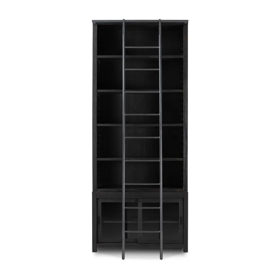 Admont Bookcase And Ladder-Worn Blk