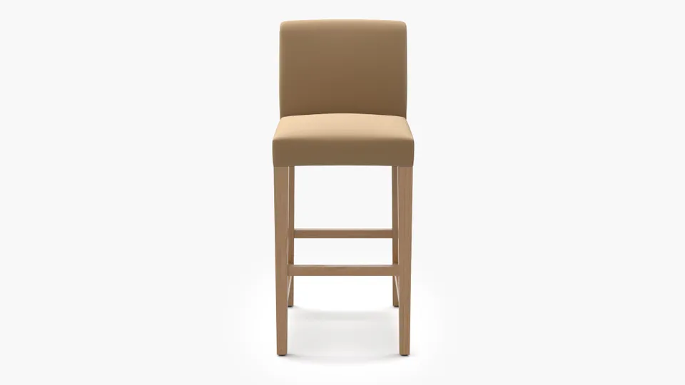 Signature Dining Bar Stool, Camel Performance Plush Velvet, Natural Square Tapered Leg